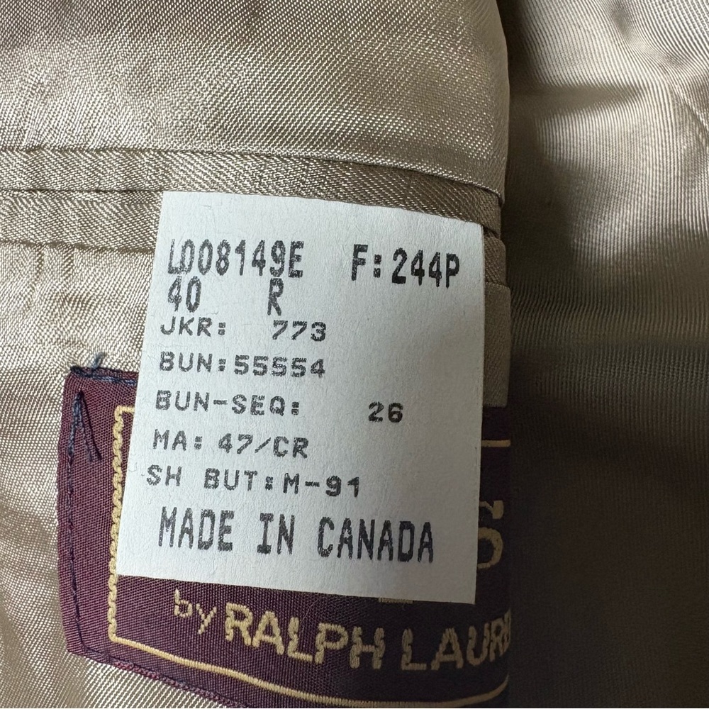 Vintage Ralph Lauren Chaps Blazer Made in Canada Silk Wool Houndstooth 40R - Picture 4 of 16